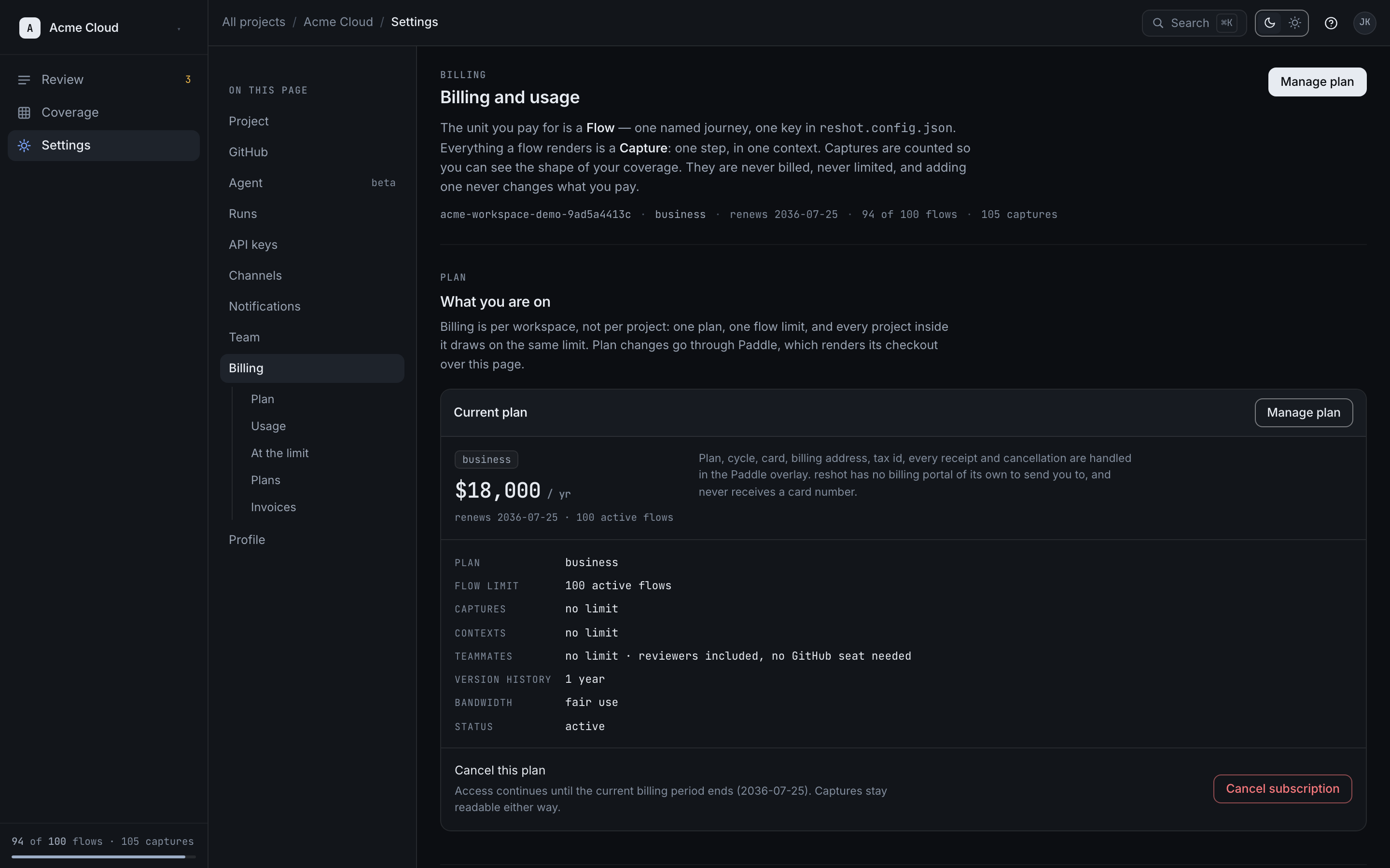 Billing Settings
